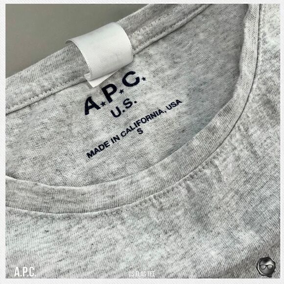 A.P.C. U.S. FLAG TEE IN GREY MELANGE 2017 U.S. CAPSULE COLLECTION T-SHIRT NWT - Picture 5 of 14